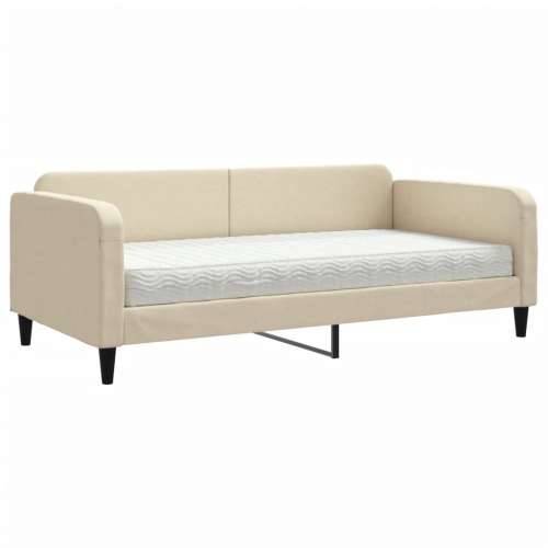 Dnevni krevet s madracem krem 100 x 200 cm od tkanine - Krema 100 x 200 cm s madracem Cijena