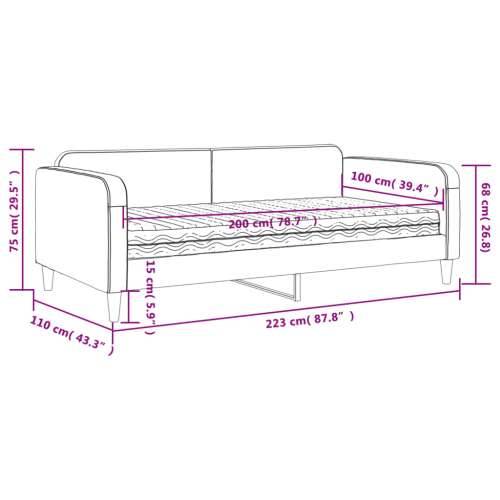 Dnevni krevet s madracem krem 100 x 200 cm od tkanine - Krema 100 x 200 cm s madracem Cijena