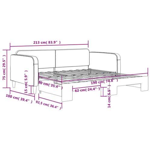 Dnevni krevet na razvlačenje svjetlosivi 90 x 190 cm od tkanine - Svjetlosiva 90 x 190 cm s krevetom na izvlačenje Cijena
