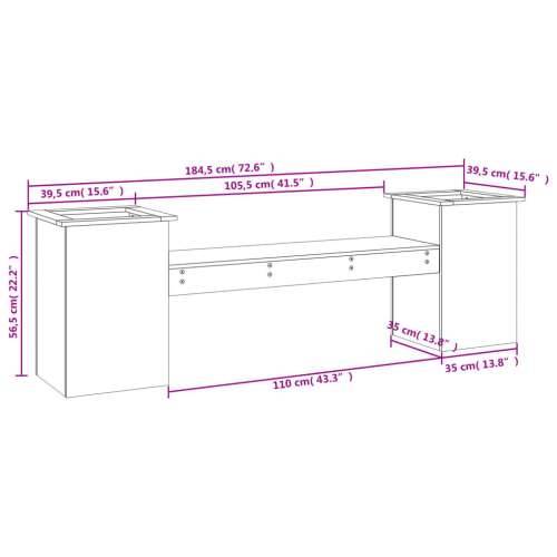 Klupa sa sadilicama 184,5 x 39,5 x 56,5 cm od masivne duglazije - Prirodni douglas 1 Cijena