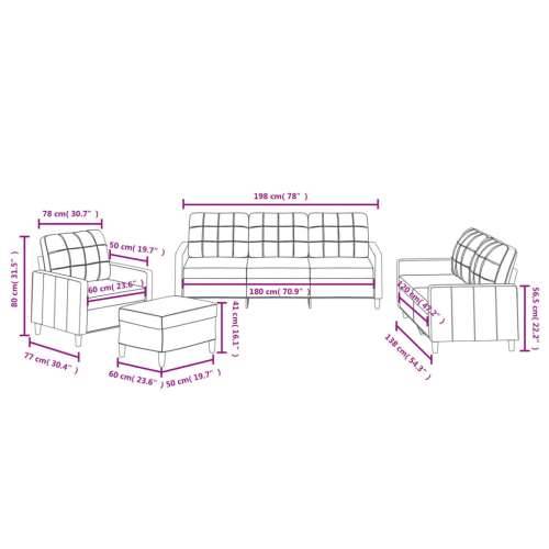 4-dijelni set sofa s jastucima svjetlosivi od tkanine - Svjetlosiva s jastučićima i tabureom Cijena