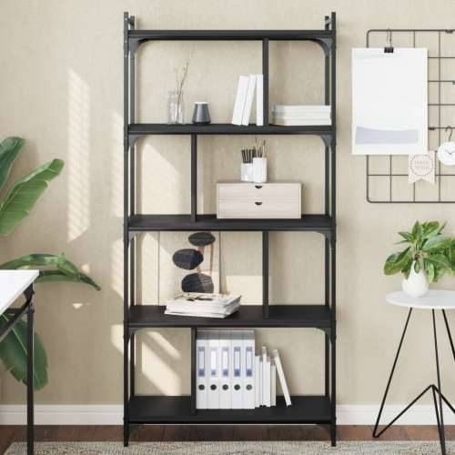 Regal za knjige s 5 razina crni 76x32x158 cm konstruirano drvo - Crna 1 158 cm Cijena