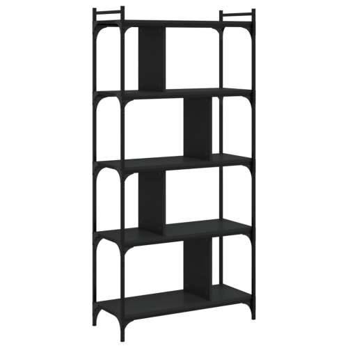 Regal za knjige s 5 razina crni 76x32x158 cm konstruirano drvo - Crna 1 158 cm Cijena