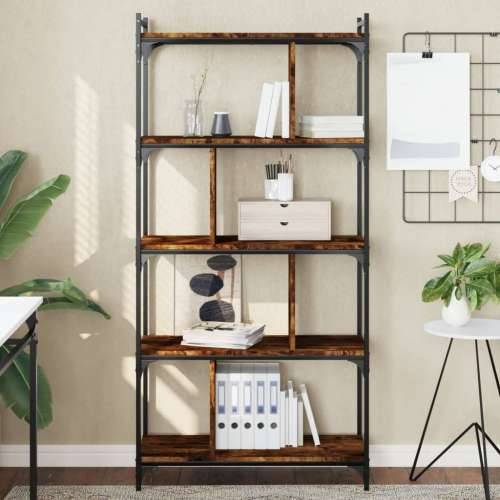 Regal za knjige s 5 razina boja hrasta 76 x 32 x 158 cm drveni - Dimljeni hrast 1 158 cm Cijena