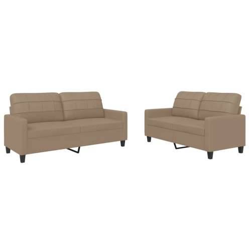 2-dijelni set sofa s jastucima boja cappuccina od umjetne kože - Boja cappuccina s jastučićima Cijena