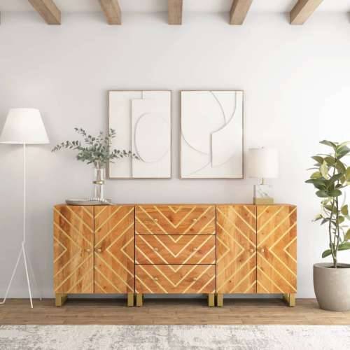 Bočni ormarići 3 kom smeđe-crni 60x33,5x75cm masivno drvo manga Cijena