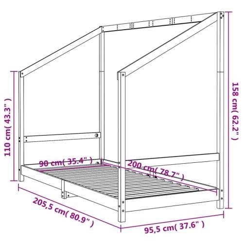 Okvir za dječji krevet 90 x 200 cm od masivne borovine - Prirodna 90 x 200 cm Cijena