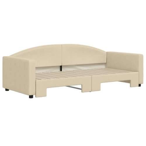 Dnevni krevet na razvlačenje krem 90 x 200 cm od tkanine - Krema 90 x 200 cm s krevetom na izvlačenje Cijena