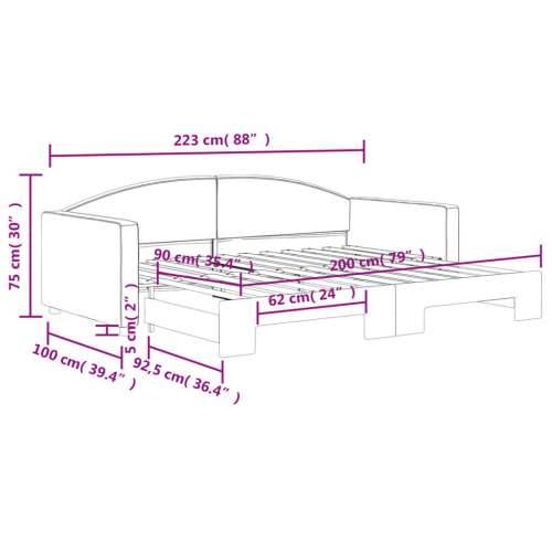 Dnevni krevet na razvlačenje krem 90 x 200 cm od tkanine - Krema 90 x 200 cm s krevetom na izvlačenje Cijena
