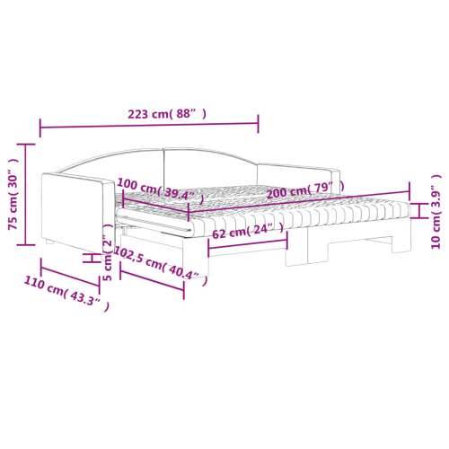 Dnevni krevet na razvlačenje smeđesivi 100 x 200 cm od tkanine - Sivo-smeđa 100 x 200 cm s krevetom na izvlačenje i madracem Cijena