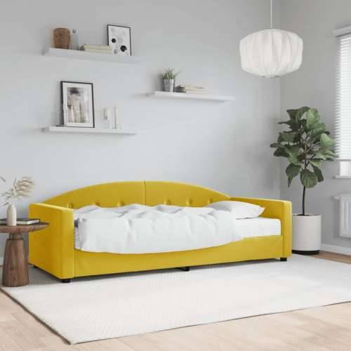Dnevni krevet s madracem žuti 80 x 200 cm baršunasti - Žuta 80 x 200 cm s madracem Cijena
