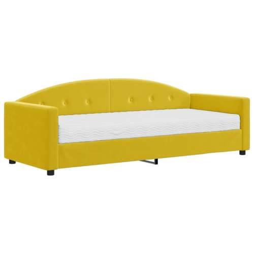 Dnevni krevet s madracem žuti 80 x 200 cm baršunasti - Žuta 80 x 200 cm s madracem Cijena
