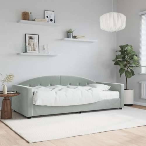 Dnevni krevet s madracem svjetlosivi 90 x 200 cm baršunasti - Svjetlosiva 90 x 200 cm s madracem Cijena