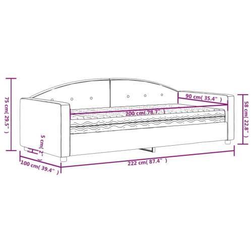 Dnevni krevet s madracem svjetlosivi 90 x 200 cm baršunasti - Svjetlosiva 90 x 200 cm s madracem Cijena