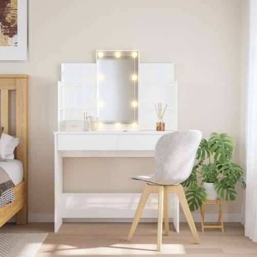 Toaletni stolić s LED svjetlima sjajni bijeli 96x40x142 cm Cijena