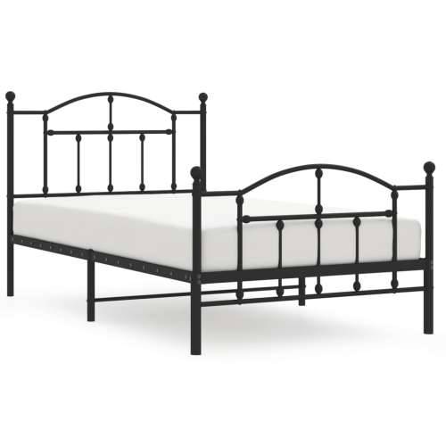Metalni okvir kreveta uzglavlje i podnožje crni 100x190 cm Cijena