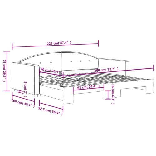 Dnevni krevet na razvlačenje crni 90 x 200 cm baršunasti - Crna 90 x 200 cm s krevetom na izvlačenje Cijena