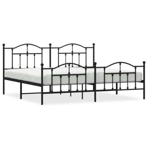 Metalni okvir kreveta uzglavlje i podnožje crni 200x200 cm Cijena