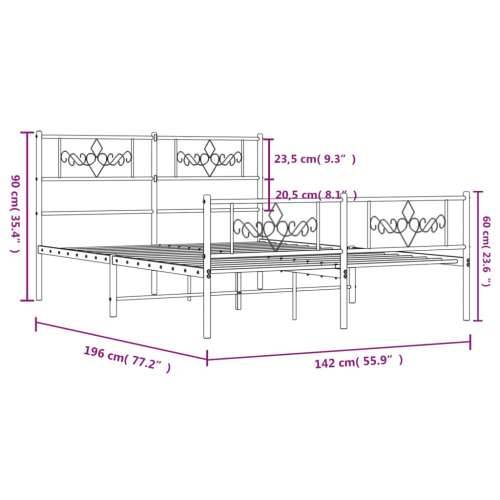 Metalni okvir kreveta uzglavlje i podnožje crni 135x190 cm Cijena