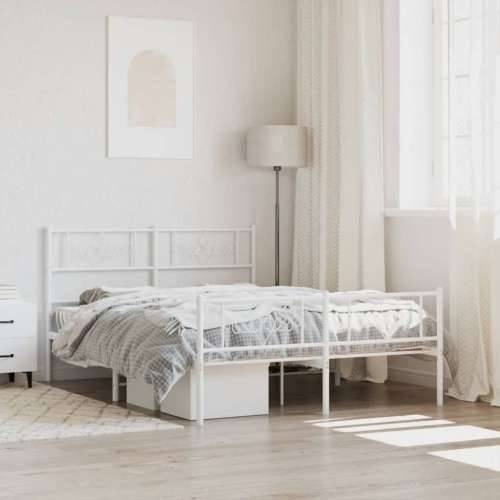Metalni okvir kreveta uzglavlje i podnožje bijeli 150 x 200 cm Cijena