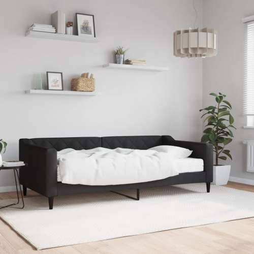 Dnevni krevet s madracem crni 90 x 190 cm od tkanine - Crna 90 x 190 cm s madracem Cijena