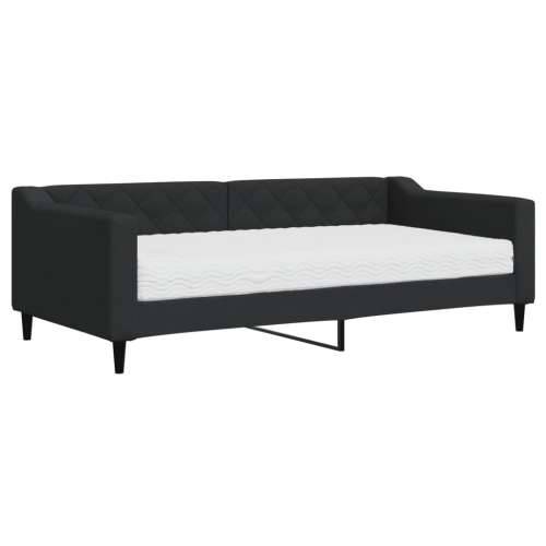 Dnevni krevet s madracem crni 90 x 190 cm od tkanine - Crna 90 x 190 cm s madracem Cijena