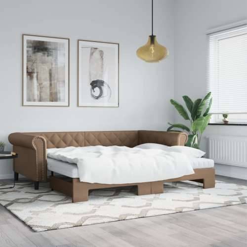 Dnevni krevet na razvlačenje cappuccino 90x200 cm umjetna koža - Boja cappuccina 90 x 200 cm s krevetom na izvlačenje Cijena