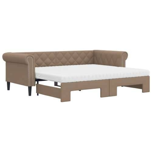 Dnevni krevet na razvlačenje cappuccino 90x200 cm umjetna koža - Boja cappuccina 90 x 200 cm s krevetom na izvlačenje i madracem Cijena
