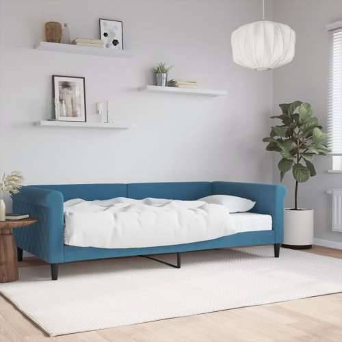 Dnevni krevet s madracem plavi 100 x 200 cm baršunasti - Plava 100 x 200 cm s madracem Cijena