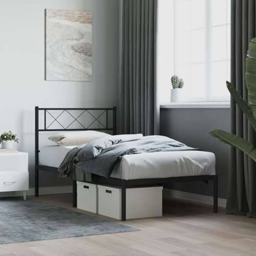 Metalni okvir za krevet s uzglavljem crni 80x200 cm - Crna 80 x 200 cm s uzglavljem Cijena