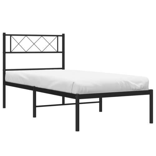 Metalni okvir za krevet s uzglavljem crni 80x200 cm - Crna 80 x 200 cm s uzglavljem Cijena