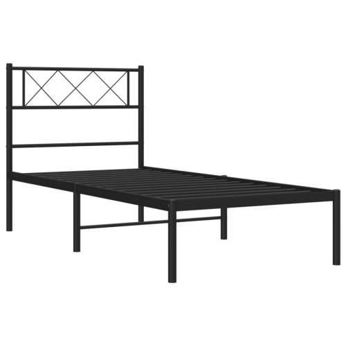 Metalni okvir za krevet s uzglavljem crni 80x200 cm - Crna 80 x 200 cm s uzglavljem Cijena