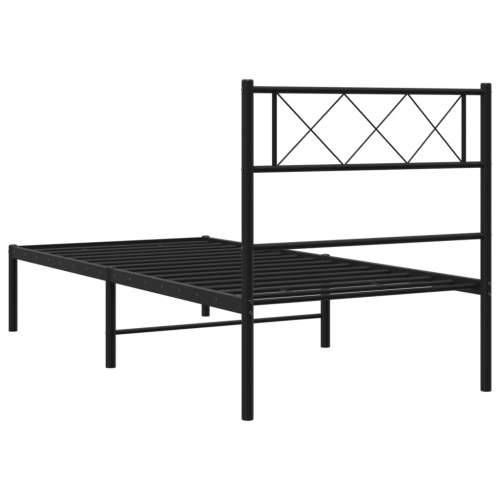 Metalni okvir za krevet s uzglavljem crni 80x200 cm - Crna 80 x 200 cm s uzglavljem Cijena