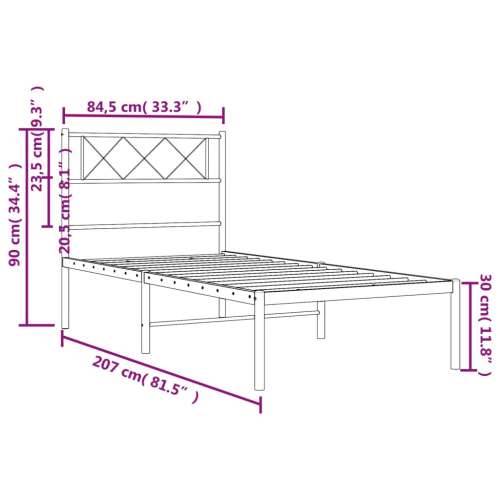 Metalni okvir za krevet s uzglavljem crni 80x200 cm - Crna 80 x 200 cm s uzglavljem Cijena