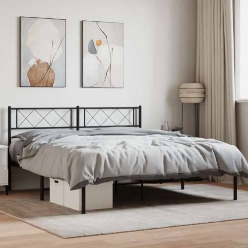 Metalni okvir za krevet s uzglavljem crni 120x200 cm - Crna 120 x 200 cm s uzglavljem Cijena