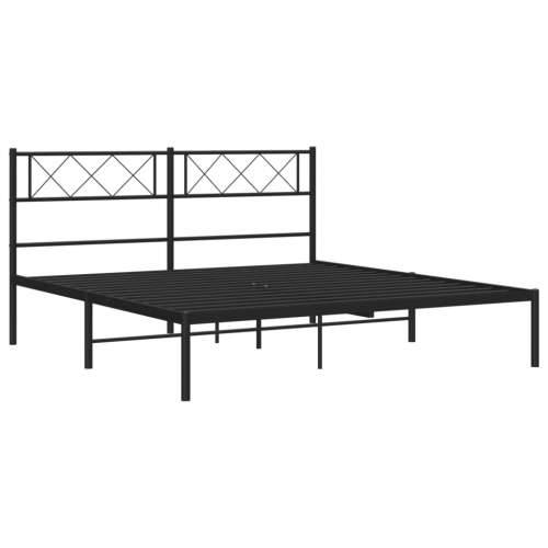 Metalni okvir za krevet s uzglavljem crni 120x200 cm - Crna 120 x 200 cm s uzglavljem Cijena