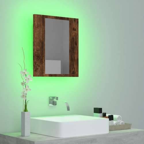 LED kupaonski ormarić s ogledalom boja hrasta 40x12x45cm drveni Cijena