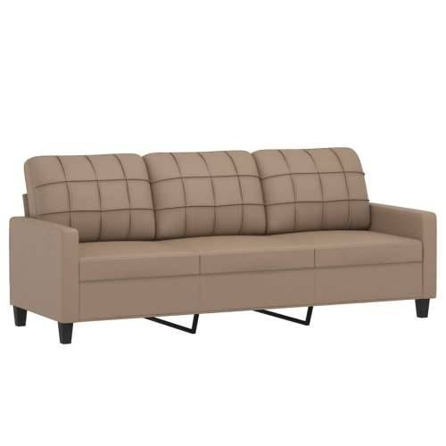 3-dijelni set sofa s jastucima boja cappuccina od umjetne kože - Boja cappuccina s jastučićima Cijena