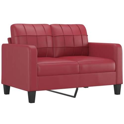 2-dijelni set sofa s jastucima boja vina od umjetne kože - boja crnog vina s jastučićima Cijena