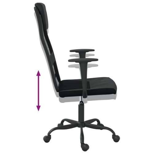 Uredska stolica podesive visine crna od tkanine i umjetne kože Cijena