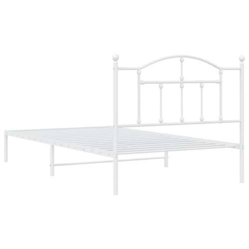 Metalni okvir za krevet s uzglavljem bijeli 107x203 cm Cijena
