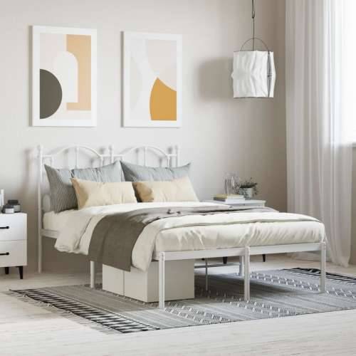 Metalni okvir za krevet s uzglavljem bijeli 120x200 cm