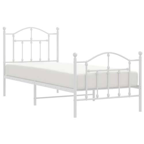 Metalni okvir kreveta uzglavlje i podnožje bijeli 90 x 200 cm Cijena