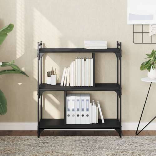 Regal za knjige s 3 razine crni 76x32x88 cm konstruirano drvo - Crna 1 88 cm Cijena