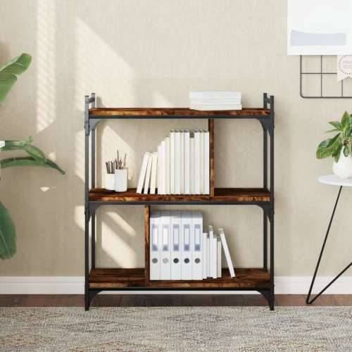 Regal za knjige s 3 razine boja hrasta 76 x 32 x 88 cm drveni - Dimljeni hrast 1 88 cm Cijena