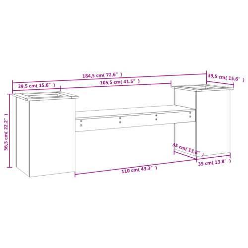 Klupa sa sadilicama bijela 184,5x39,5x56,5 cm masivna borovina - Bijela boja bora 1 Cijena