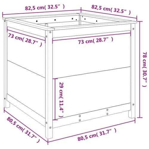 Vrtna sadilica siva 82,5 x 82,5 x 78 cm od masivne borovine - Siva boja bora 82.5 x 82.5 x 78 cm 1 Cijena
