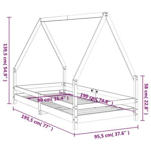 Okvir za dječji krevet 90 x 190 cm od masivne borovine - Prirodna 90 x 190 cm Cijena