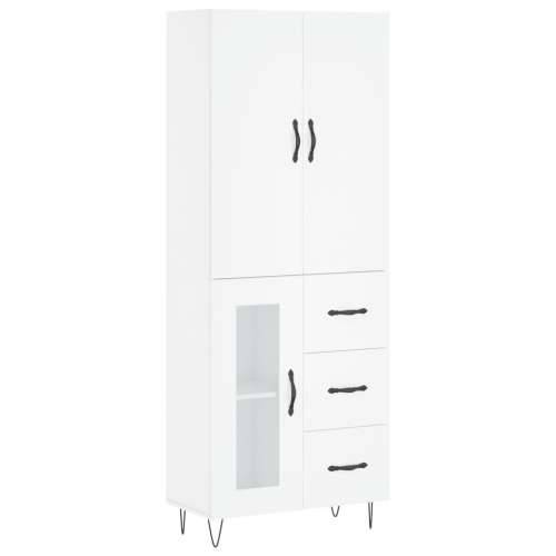 Visoka komoda bijela 69,5x34x180 cm konstruirano drvo - Bijela 1 1 staklena vrata 3 ladice Cijena
