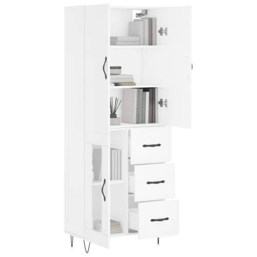 Visoka komoda bijela 69,5x34x180 cm konstruirano drvo - Bijela 1 1 staklena vrata 3 ladice Cijena